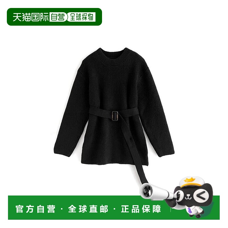 日本直邮日潮 GRL 带腰带针织上衣 AC2206宽松显瘦时尚圆领长袖