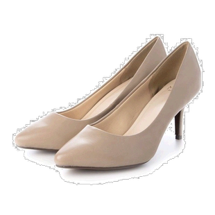 【日本直邮】Menue menue 美腿迷人尖头8cm高跟鞋（灰米色/光滑色