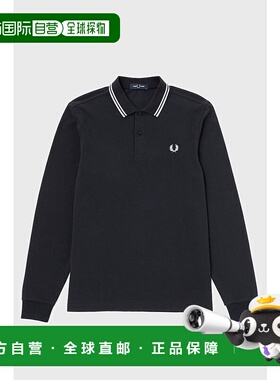 日本直邮FRED PERRY 徽标图案Polo领套头长袖Polo衫 男款 蓝色