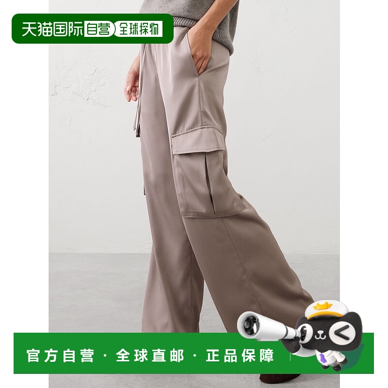 1h可退 日本直邮BANANA REPUBLIC 女装 宽松缎面抽绳卡其裤 半拉