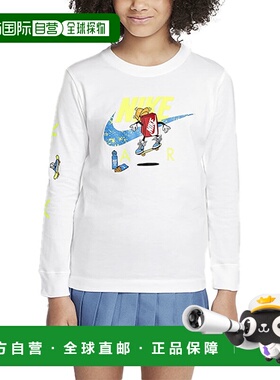 日本直邮Nike Sportswear SS24 Logo印花舒适时尚长袖T恤 白色青