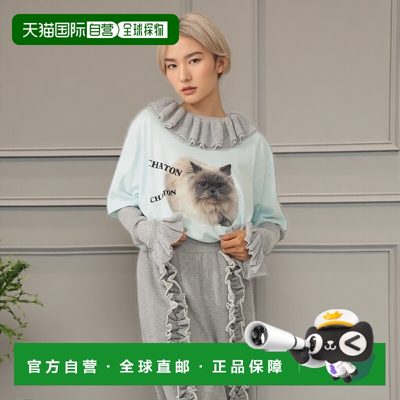 1h可退 日本直邮mmts 女装 CHATON 水润感图案 宽松短袖T恤 16040