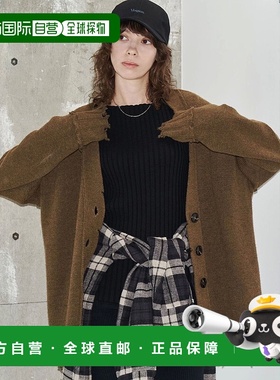 1h可退 日本直邮VEQUM 女装 舒适羊毛混纺宽松撞色针织开衫 04255