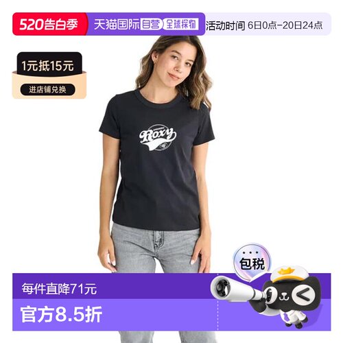 日本直邮ROXY LOST IN SUMMER TEE 半袖T恤 [25SPRST251099BLK] T