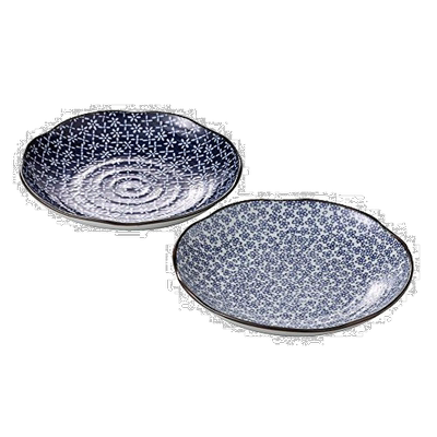 【日本直邮】西海陶器 菊型8号餐盘对盘 今样古染 23cm 盒装 5263