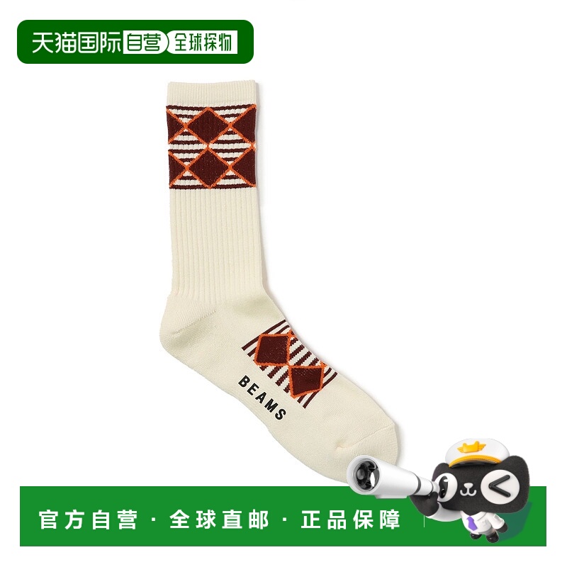 1h可退 日本直邮BEAMS 男装 纵条纹格纹图案 袜子 设计感亮点 114