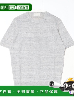 1h可退 日本直邮FILIPPO DE LAURENTIIS 男士纯色麻棉拼色圆领T恤
