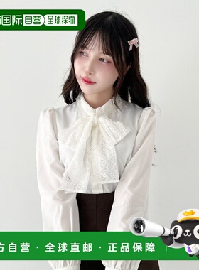 1h可退 日本直邮F i.n.t 女装 蕾丝蝴蝶结设计荷叶边衬衫 55AF01j