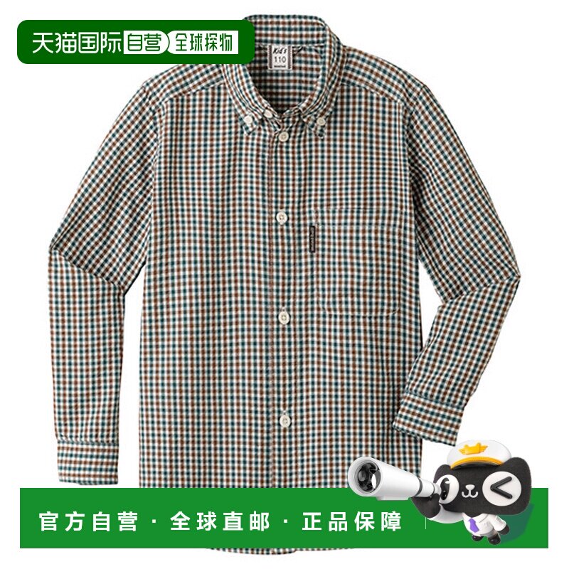 日本直邮mont bell休闲舒适格纹单排扣翻领衬衫儿童款 1114553