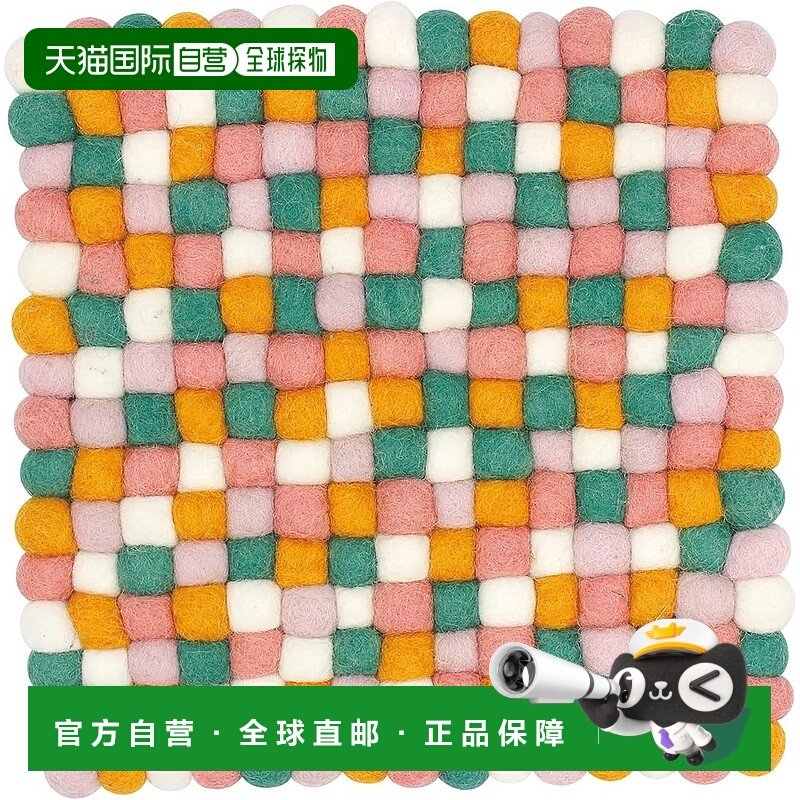 【日本直邮】丸真 Nepal 尼泊尔Pokopoko方形锅垫 橙色 手工制作