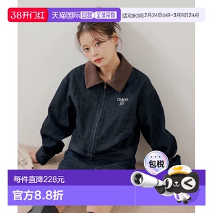 1h可退 日本直邮Chico 女装 配色领丹宁夹克 短款修身 设计感外套