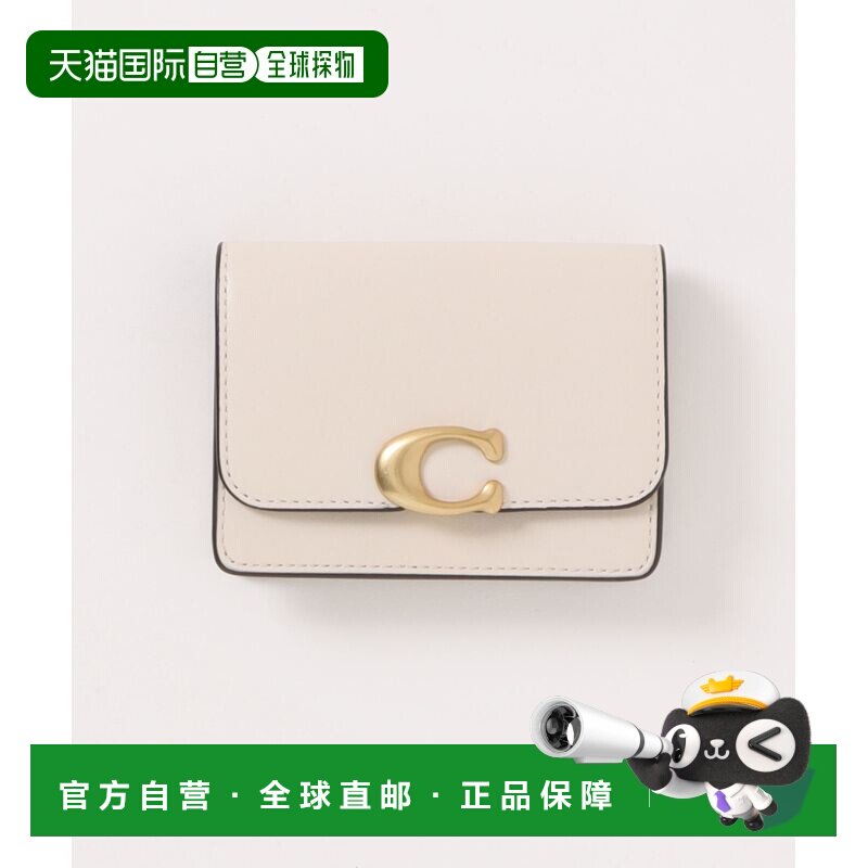 日本直邮COACH 蔻驰 女士 方形翻盖卡包 优质小牛皮 精致C字按扣