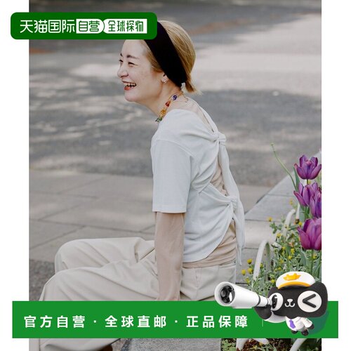 日本直邮SHENERY 女装 后背蝴蝶结罗纹T恤 SNZ1061406A0006