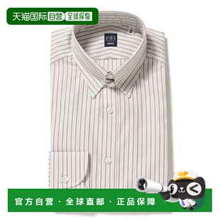 1h可退 日本直邮BEAMS F男士纯棉贝ige条纹塔布领正装衬衫 211110