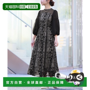 花柄刺绣半透明泡泡袖 女装 小高领派对连衣 日本直邮GIRL 1h可退