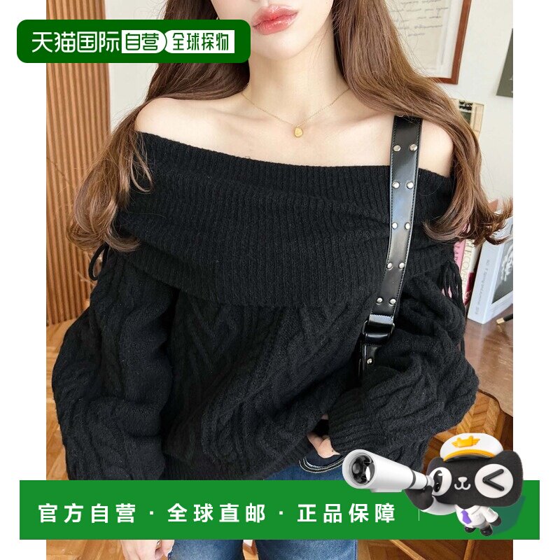 1h可退 日本直邮moment+ 女装 心形麻花长袖针织衫 宽松显瘦 mt06