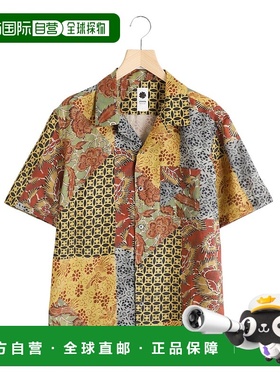 1h可退 日本直邮VOWELS 男士复古印花宽松亚麻衬衫 VO25SSSH026