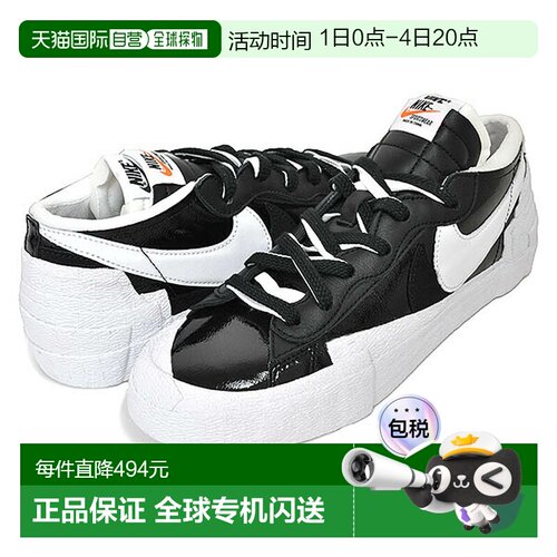 日本直邮Sacai x Nike Blazer black patent leather 解构 低帮