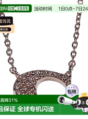 日本直邮 COACH蔻驰女士经典LOGO标志C字玫瑰金水晶项链礼物91433