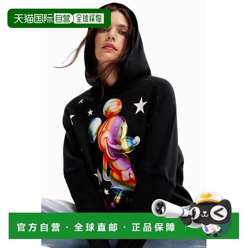 日本直邮Desigual 23WWSK48 Desigual 米奇老鼠大号连帽衫（灰/黑