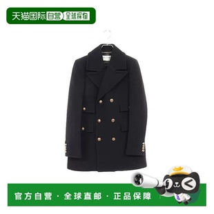 日本直邮中古YSL圣罗兰女A级95新coat风衣外套羊毛外套黑色