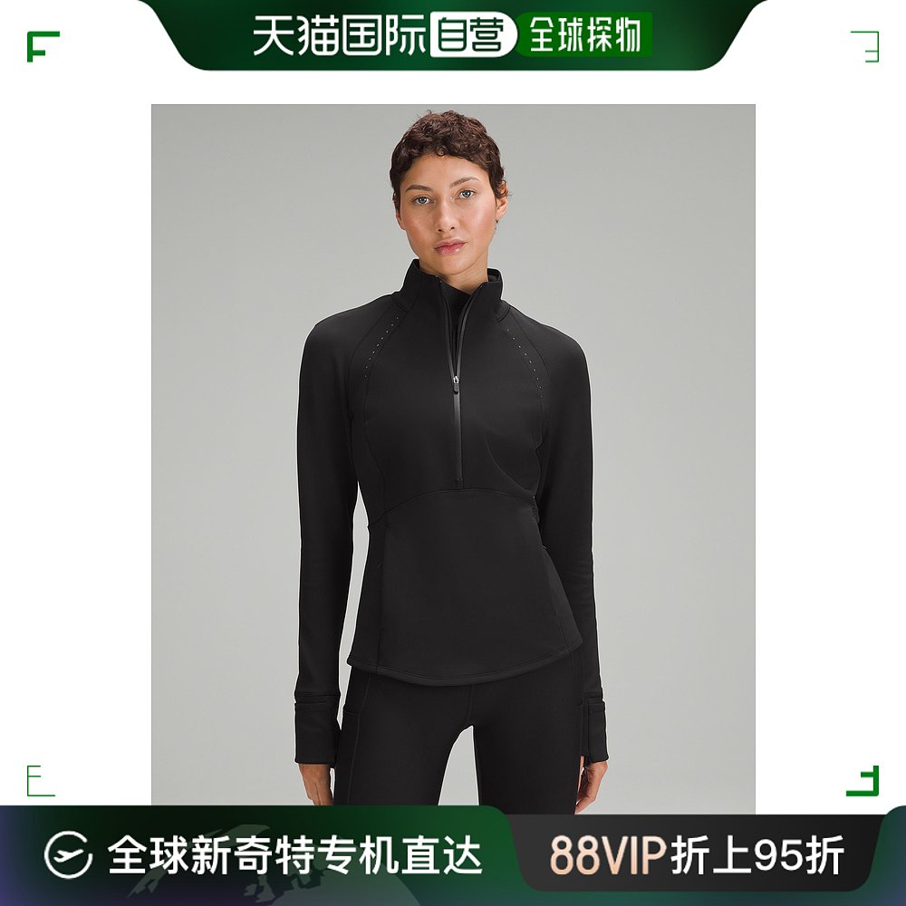 日潮跑腿Lululemon Cold Weather Running半拉链运动衫 Black 14