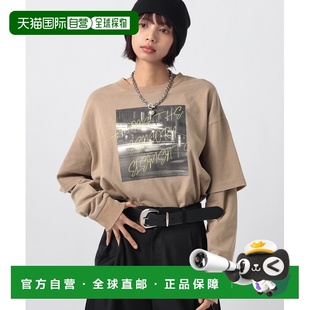 1h可退 日本直邮PAGEBOY 女装 宽松版型 荧光印花叠层长T 638729