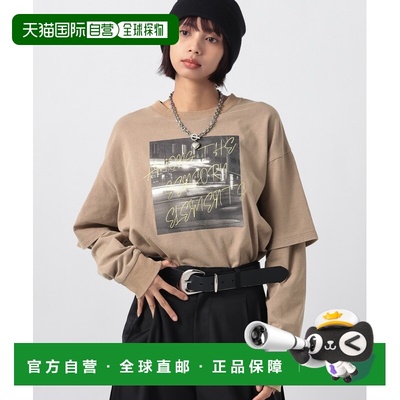 1h可退 日本直邮PAGEBOY 女装 宽松版型 荧光印花叠层长T 638729