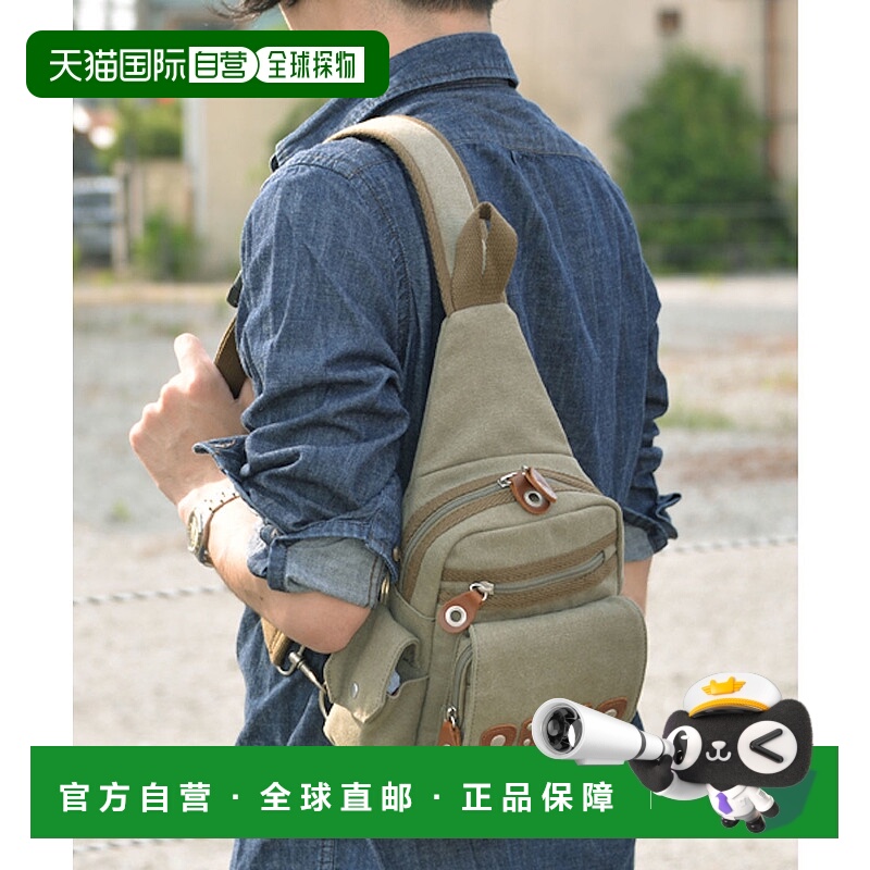 【日本直邮】Device男士腰包小巧便携褐色潮流百搭拉链棉质斜挎包