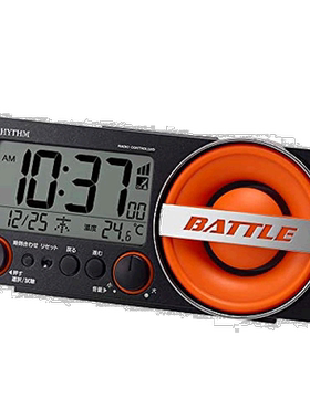 日本直邮RHYTHM 闹钟 FitWave Battle 230 黑色 卧室日历闹铃