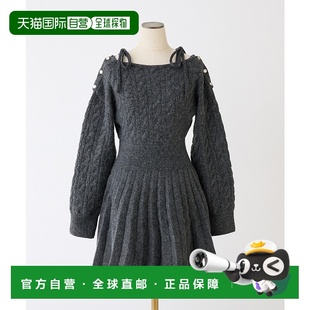 1h可退 日本直邮NICE CLAUP 女装 肩开叉迷你褶皱针织裙 01520904