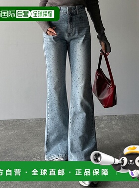 1h可退 日本直邮mily bilet 女装 美腿宽松喇叭牛仔裤 镶嵌亮片装