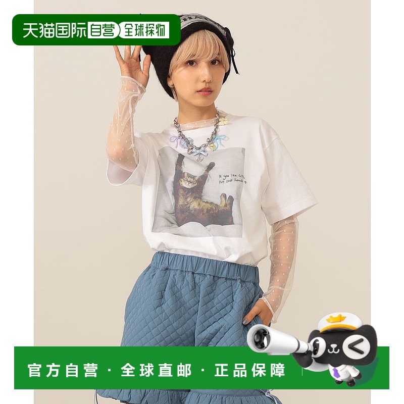 1h可退 日本直邮mmts 女装 联名清水奈绪 猫咪图案T恤 宽松短袖