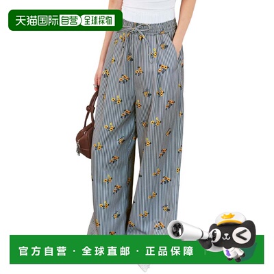 日本直邮双腰条纹阔腿裤 M4333 灰色