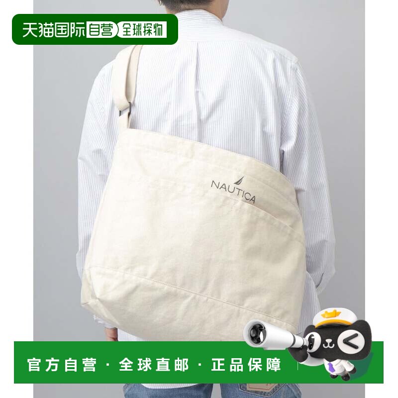 日本直邮NAUTICA 帆布包 白色斜挎包单肩包手提包图片