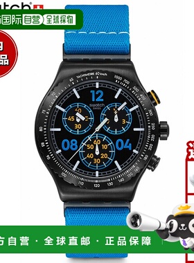 日本直邮Swatch 男士蓝色讽刺时刻计时腕表 YVB100