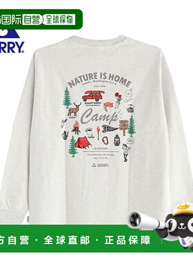 日本直邮Gerry 男女通用长袖T恤纯棉16码/针织面料胸前刺绣品牌标