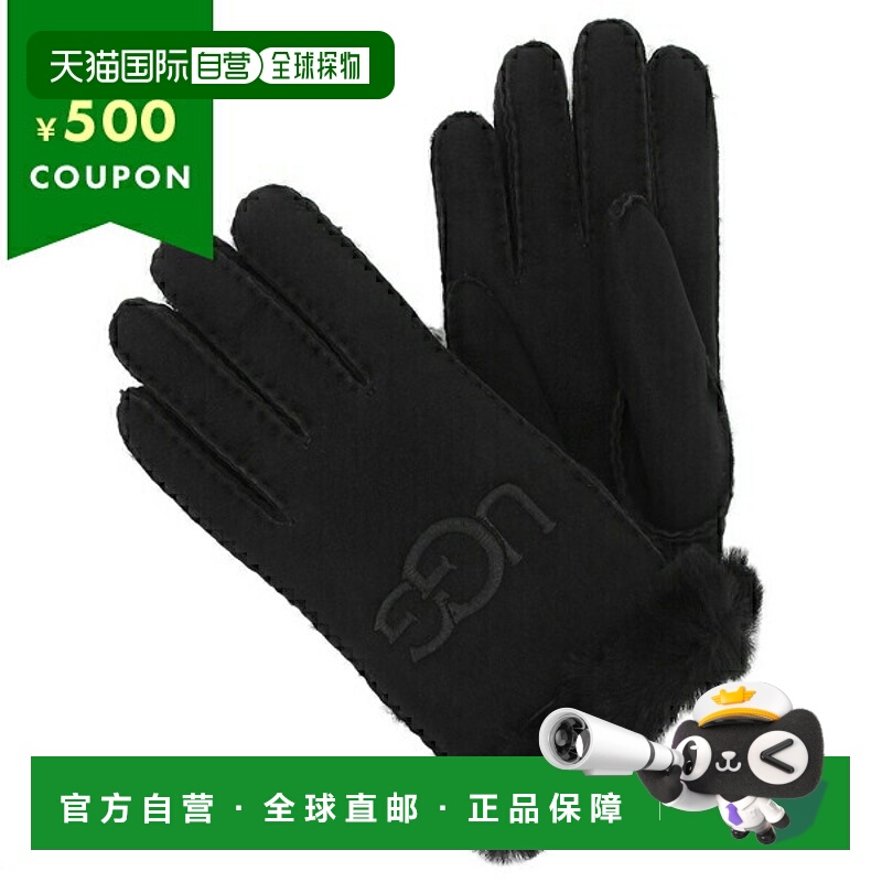 日本直邮UGG 手套 羊皮刺绣手套 黑色 女士 UGG 20931 BLK