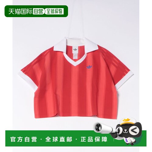 1h可退 日本直邮adidas 女装 宽松条纹短袖T恤 KR4490 7074570001