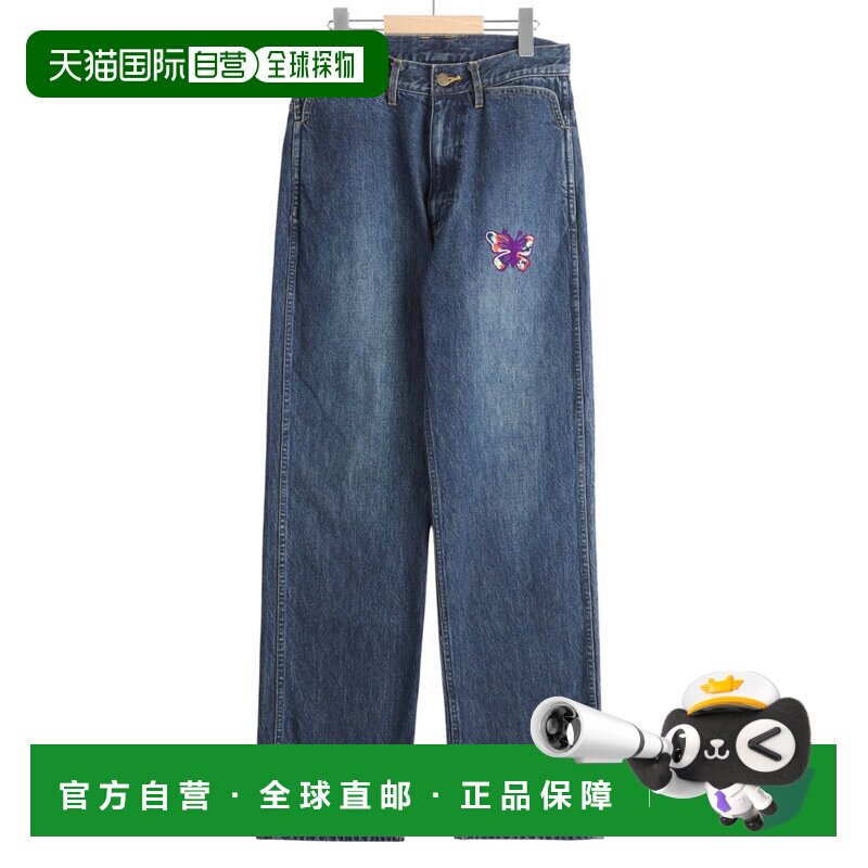 日本直邮Needles 女士 蝴蝶刺绣直筒牛仔裤 SX211直筒裤图片