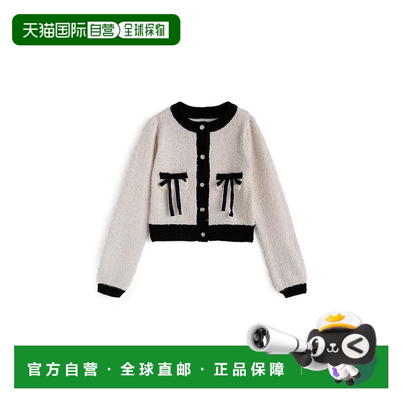 日本直邮日潮 GRL双蝴蝶结撞色针织开衫gf99a外套上衣