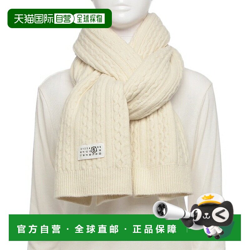 日本直邮MM6 Maison Margiela 女士白色 Logo 罗纹围巾SH2TE0006