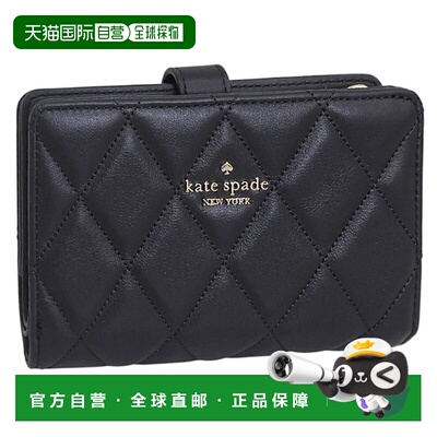 日本直邮Kate Spade 女士双折钱包皮革黑色WALLETS MED COMBIFLD