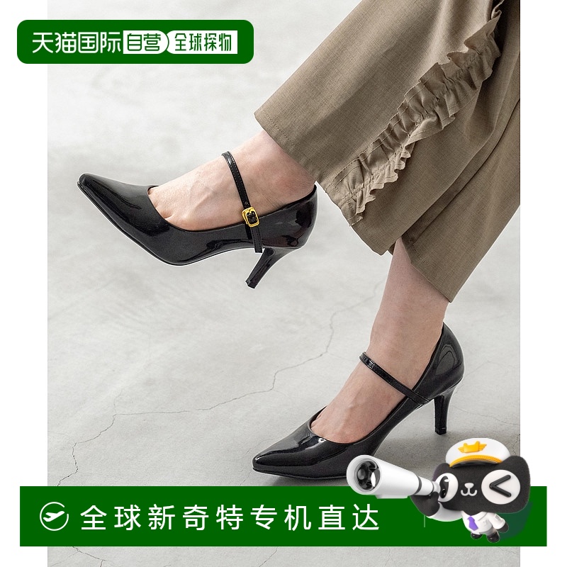【日本直邮】Menue menue 尖头绑带高跟鞋（黑色/珐琅款式）女鞋