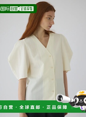 1h可退 日本直邮RIM.ARK 女装 V领泡泡袖衬衫 仿纸质感 轻盈透气