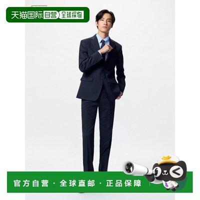 日潮跑腿UNIQLO优衣库 弹力羊毛修身长裤 69 NAVY MEN 67 479371