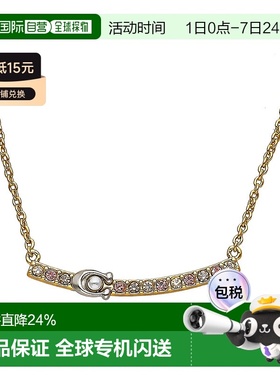 日本直邮 COACH蔻驰女士经典LOGOC字彩色玫瑰金水晶项链礼物CL141