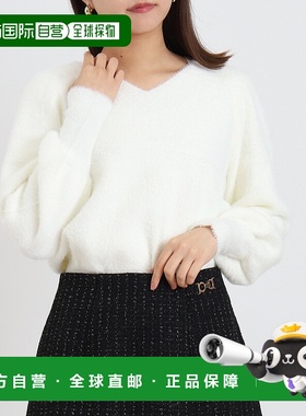 1h可退 日本直邮ASTORIA ODIER 女装 V领亮片羽毛感针织衫 宽松柔