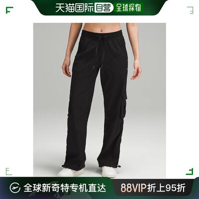 日潮跑腿Lululemon露露乐蒙 女款宽松版型中腰工装长裤 黑色 XS L