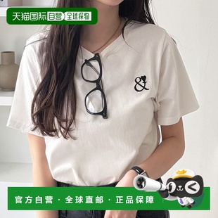 日本直邮GeeRA 夏季必备单品!纯棉爱心刺绣短袖T恤(米白色 x 黑